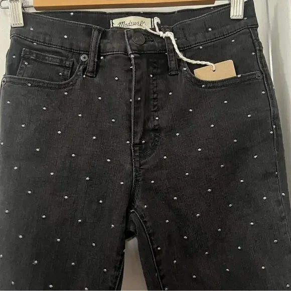Madewell Black 9 Mid-Rise Skinny Jeans: Metallic Dot Edition
